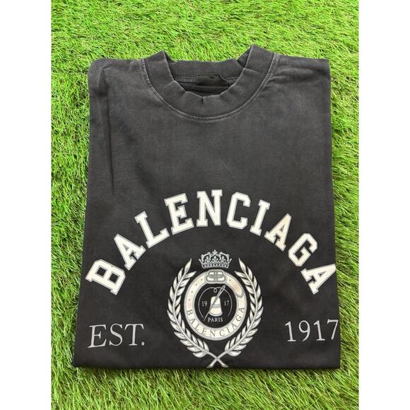 Balenciaga Paris Crest Logo T Shirt Washed Black Portugal Size M 40 Rue de Sevre - Picture 8 of 8